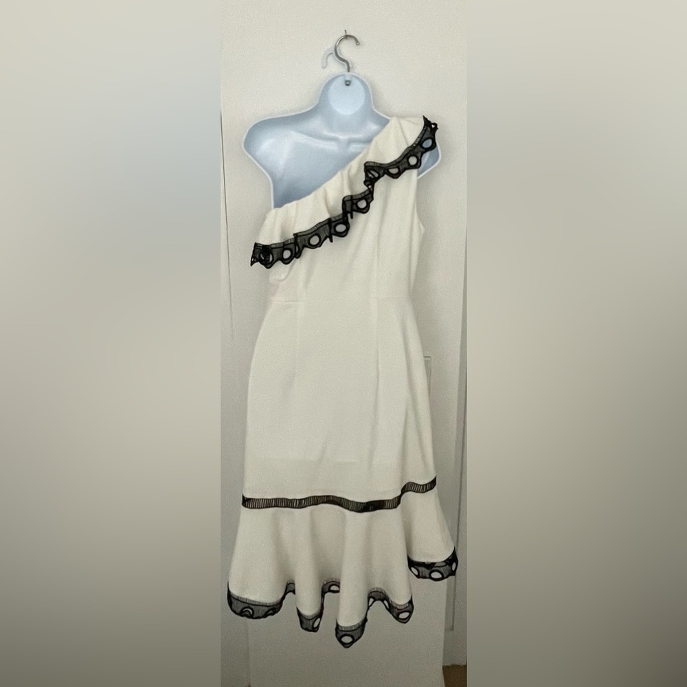 Nanette Lepore Sleeveless One Shoulder Knit Dress with High-Low Flounce Hem NWT - Picture 4 of 7